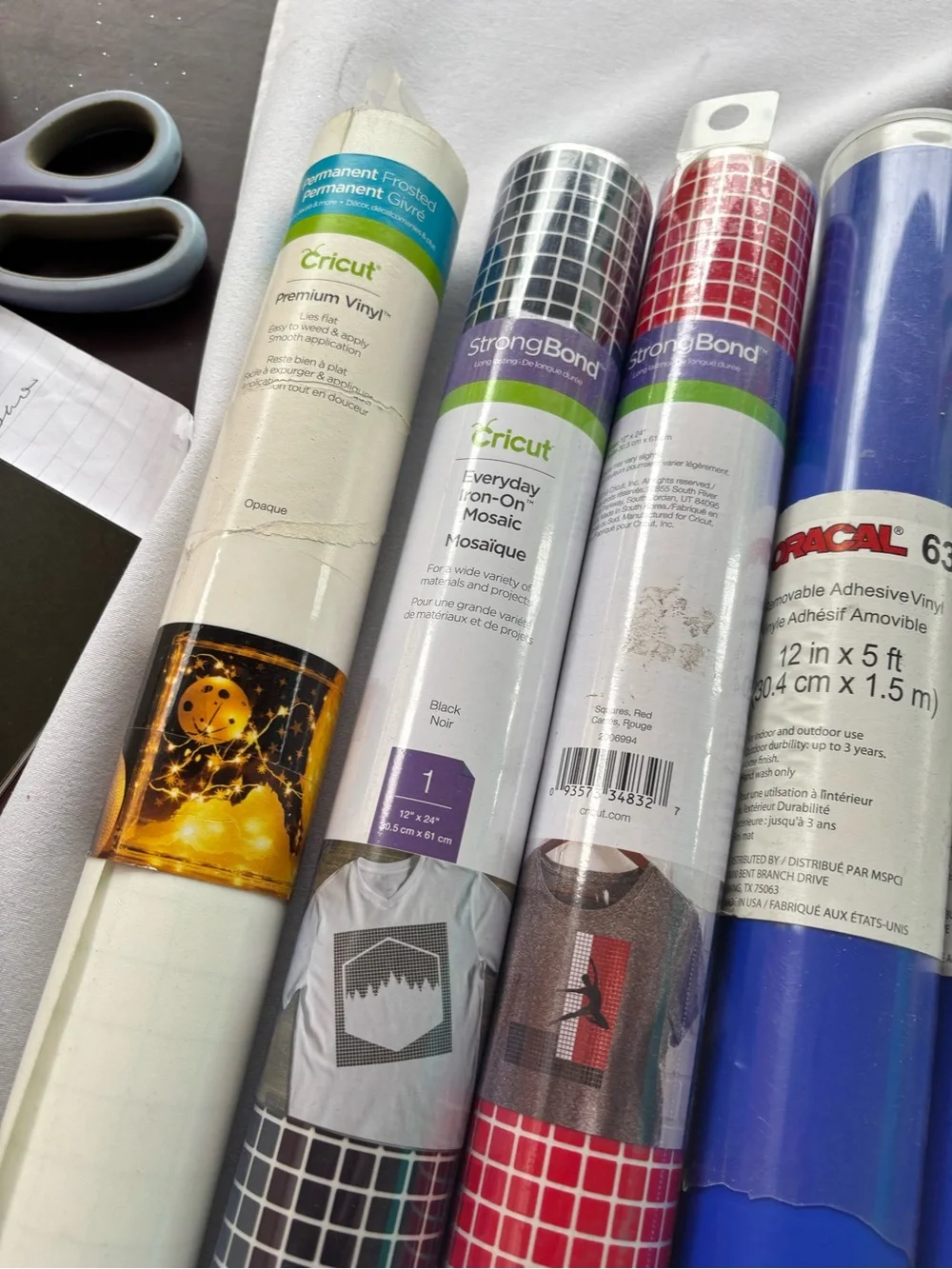 Cricut Vinyl Rolls Bundle in Blue, Red, Black, White, Green